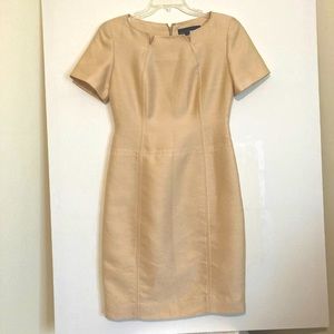 Tailored, classic, cotton silk Shantung cream colored dress